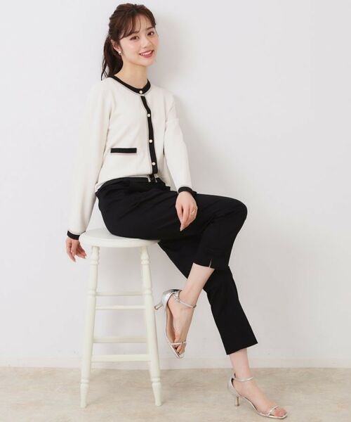 Couture Brooch / クチュールブローチ ショート・ハーフ・半端丈パンツ | 【スッキリ見え・美脚・通勤】リボンポイントサテストパンツ | 詳細20