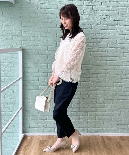 Couture Brooch / クチュールブローチ ショート・ハーフ・半端丈パンツ | 【スッキリ見え・美脚・通勤】リボンポイントサテストパンツ | 詳細22