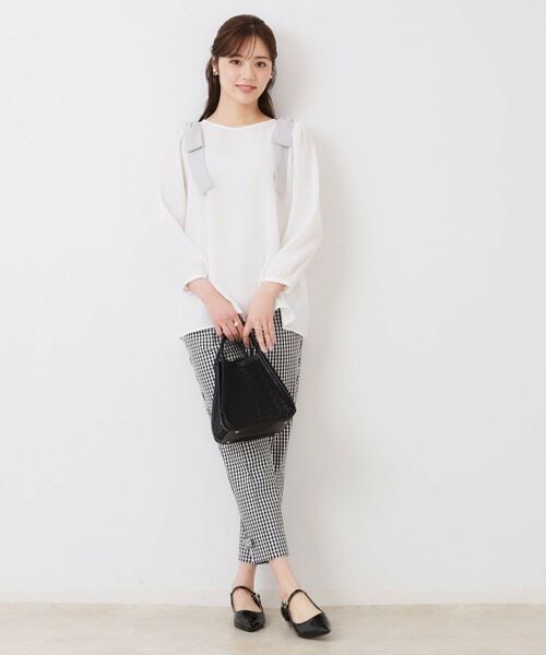 Couture Brooch / クチュールブローチ ショート・ハーフ・半端丈パンツ | 【スッキリ見え・美脚・通勤】リボンポイントサテストパンツ | 詳細25