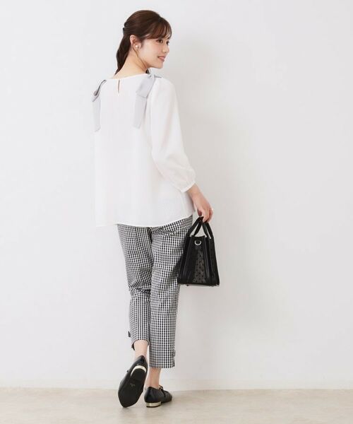 Couture Brooch / クチュールブローチ ショート・ハーフ・半端丈パンツ | 【スッキリ見え・美脚・通勤】リボンポイントサテストパンツ | 詳細27