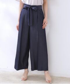 Couture Brooch / クチュールブローチ ショート・ハーフ・半端丈パンツ | 【リボン付き・通勤】シャンブレーワイドパンツ