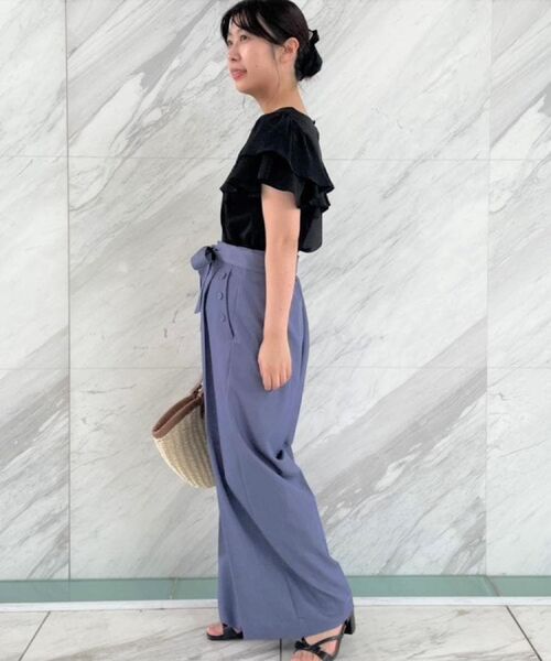 Couture Brooch / クチュールブローチ ショート・ハーフ・半端丈パンツ | 【リボン付き・通勤】シャンブレーワイドパンツ | 詳細10