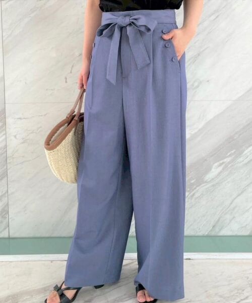 Couture Brooch / クチュールブローチ ショート・ハーフ・半端丈パンツ | 【リボン付き・通勤】シャンブレーワイドパンツ | 詳細11
