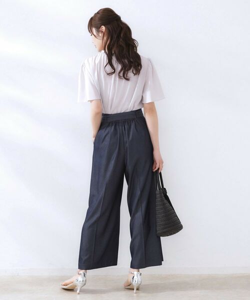 Couture Brooch / クチュールブローチ ショート・ハーフ・半端丈パンツ | 【リボン付き・通勤】シャンブレーワイドパンツ | 詳細14
