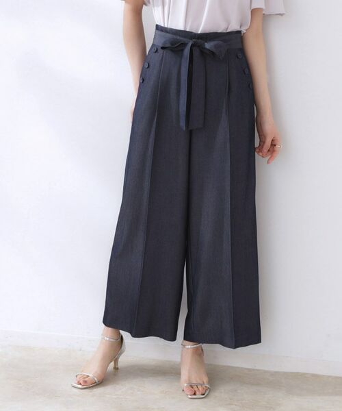 Couture Brooch / クチュールブローチ ショート・ハーフ・半端丈パンツ | 【リボン付き・通勤】シャンブレーワイドパンツ | 詳細15