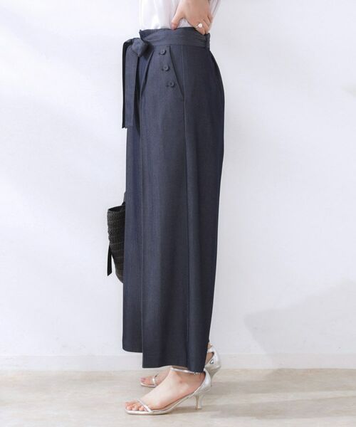 Couture Brooch / クチュールブローチ ショート・ハーフ・半端丈パンツ | 【リボン付き・通勤】シャンブレーワイドパンツ | 詳細16