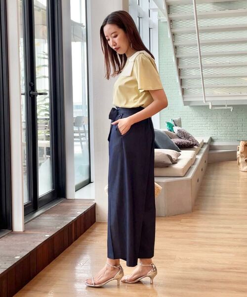 Couture Brooch / クチュールブローチ ショート・ハーフ・半端丈パンツ | 【リボン付き・通勤】シャンブレーワイドパンツ | 詳細19