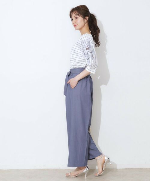 Couture Brooch / クチュールブローチ ショート・ハーフ・半端丈パンツ | 【リボン付き・通勤】シャンブレーワイドパンツ | 詳細2