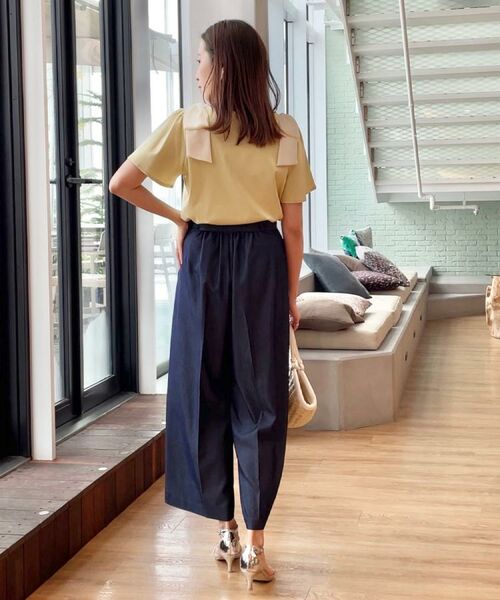 Couture Brooch / クチュールブローチ ショート・ハーフ・半端丈パンツ | 【リボン付き・通勤】シャンブレーワイドパンツ | 詳細20