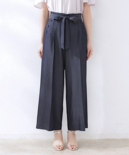 Couture Brooch / クチュールブローチ ショート・ハーフ・半端丈パンツ | 【リボン付き・通勤】シャンブレーワイドパンツ | 詳細24