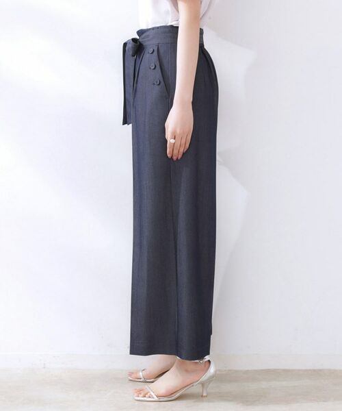 Couture Brooch / クチュールブローチ ショート・ハーフ・半端丈パンツ | 【リボン付き・通勤】シャンブレーワイドパンツ | 詳細25