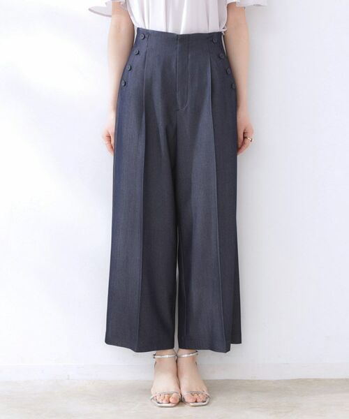 Couture Brooch / クチュールブローチ ショート・ハーフ・半端丈パンツ | 【リボン付き・通勤】シャンブレーワイドパンツ | 詳細27