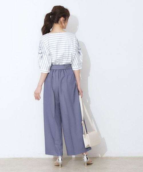 Couture Brooch / クチュールブローチ ショート・ハーフ・半端丈パンツ | 【リボン付き・通勤】シャンブレーワイドパンツ | 詳細3