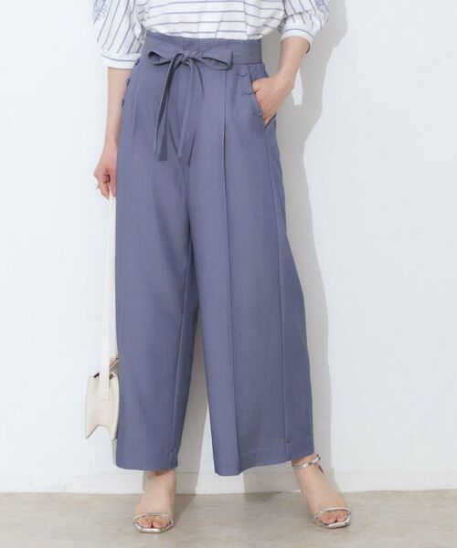 Couture Brooch / クチュールブローチ ショート・ハーフ・半端丈パンツ | 【リボン付き・通勤】シャンブレーワイドパンツ | 詳細4