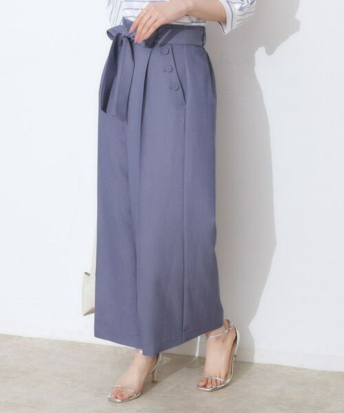 Couture Brooch / クチュールブローチ ショート・ハーフ・半端丈パンツ | 【リボン付き・通勤】シャンブレーワイドパンツ | 詳細5