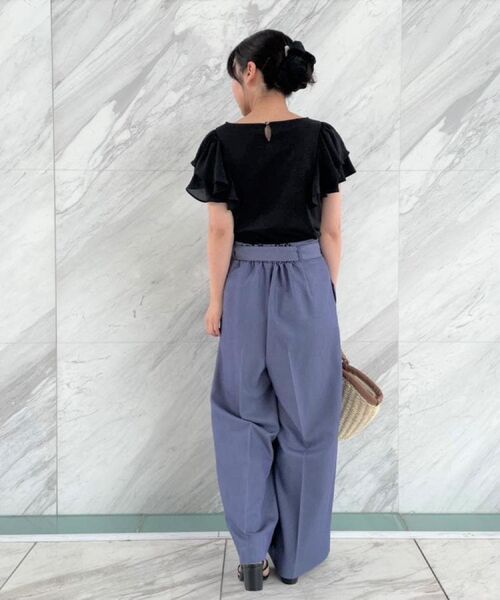 Couture Brooch / クチュールブローチ ショート・ハーフ・半端丈パンツ | 【リボン付き・通勤】シャンブレーワイドパンツ | 詳細9