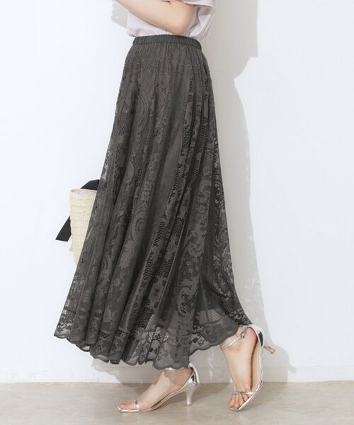 Couture Brooch / クチュールブローチ ロング・マキシ丈スカート | 【上品・通勤】サークルレーススカート | 詳細15