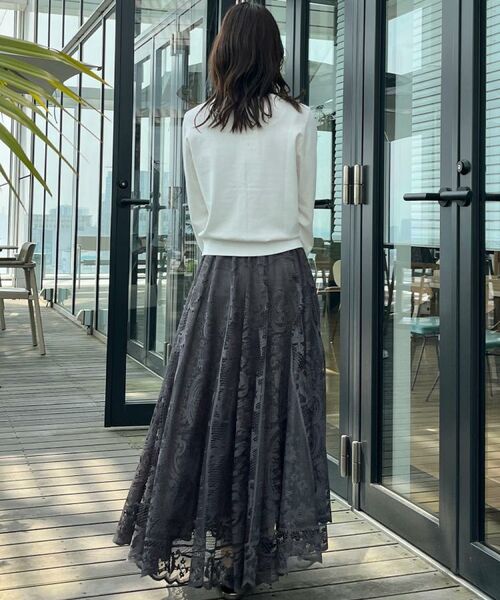 ☆新品同様☆48400円☆レース☆スカート☆黒☆Odette☆ タイトスカート レース切り替えスカート黒[品番：AGCW0005661