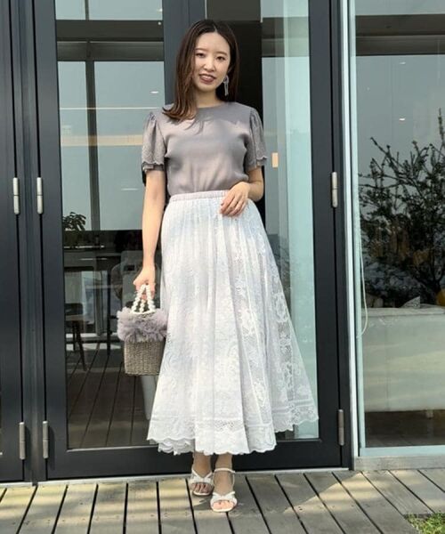 Couture Brooch / クチュールブローチ ロング・マキシ丈スカート | 【上品・通勤】サークルレーススカート | 詳細7