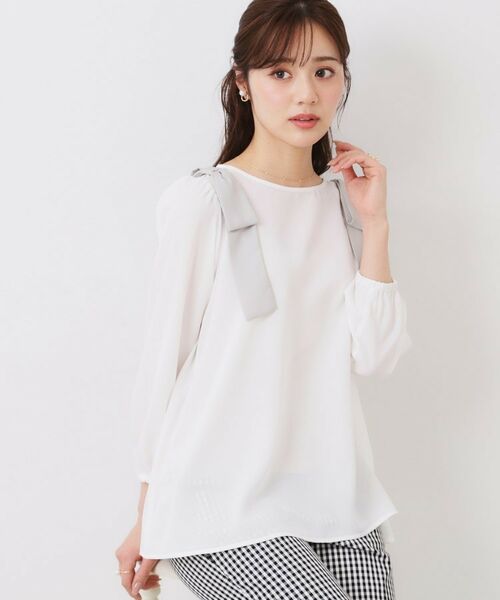 Couture Brooch / クチュールブローチ シャツ・ブラウス | 【フェミニン・通勤】肩リボンシフォンブラウス | 詳細5