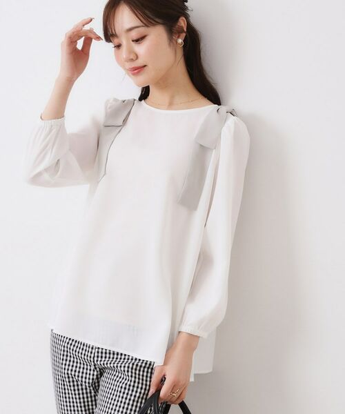 Couture Brooch / クチュールブローチ シャツ・ブラウス | 【フェミニン・通勤】肩リボンシフォンブラウス | 詳細6