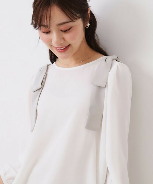 Couture Brooch / クチュールブローチ シャツ・ブラウス | 【フェミニン・通勤】肩リボンシフォンブラウス | 詳細7