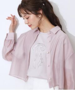 Couture Brooch / クチュールブローチ シャツ・ブラウス | 【洗える・オシャレな透け感】パール調ボタンシアーシャツ