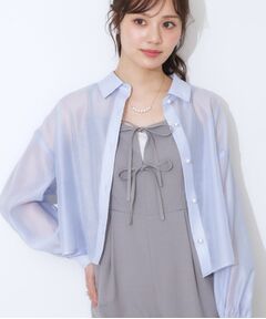 Couture Brooch / クチュールブローチ シャツ・ブラウス | 【洗える・オシャレな透け感】パール調ボタンシアーシャツ