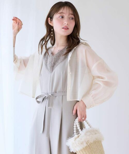 Couture Brooch / クチュールブローチ シャツ・ブラウス | 【洗える・オシャレな透け感】パール調ボタンシアーシャツ | 詳細10