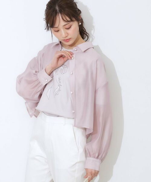 Couture Brooch / クチュールブローチ シャツ・ブラウス | 【洗える・オシャレな透け感】パール調ボタンシアーシャツ | 詳細22