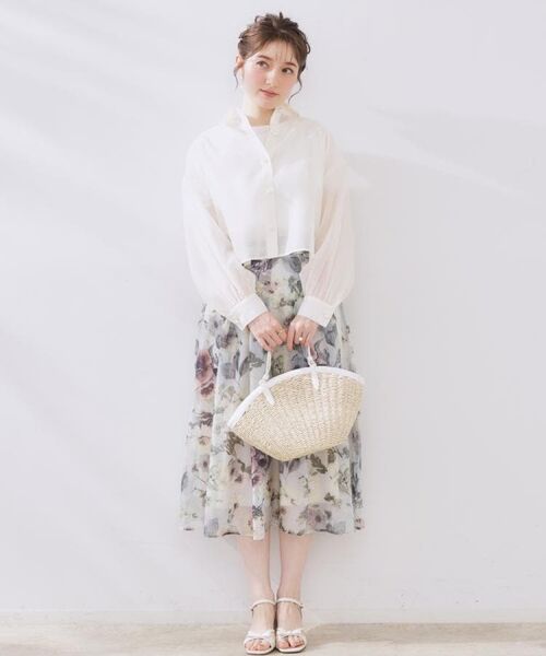 Couture Brooch / クチュールブローチ シャツ・ブラウス | 【洗える・オシャレな透け感】パール調ボタンシアーシャツ | 詳細5