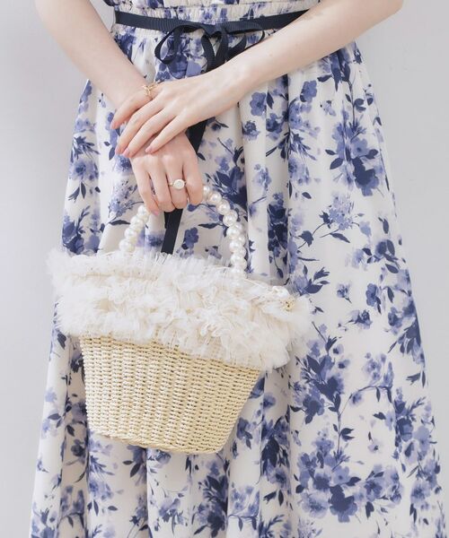 Couture Brooch / クチュールブローチ ハンドバッグ | フリルデザインパール調ハンドルカゴバッグ | 詳細10