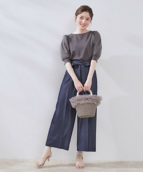 Couture Brooch / クチュールブローチ ハンドバッグ | フリルデザインパール調ハンドルカゴバッグ | 詳細12