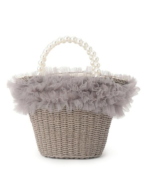 Couture Brooch / クチュールブローチ ハンドバッグ | フリルデザインパール調ハンドルカゴバッグ(モカブラウン(042))