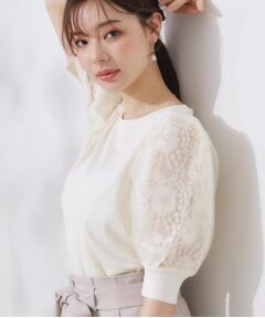 Couture Brooch / クチュールブローチ ニット・セーター | 【洗える・UV機能・通勤】オーガンレース袖ニット