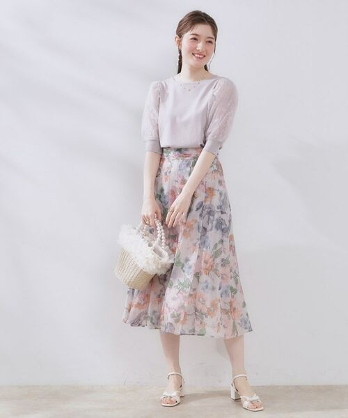 Couture Brooch / クチュールブローチ ニット・セーター | 【洗える・UV機能・通勤】オーガンレース袖ニット | 詳細13