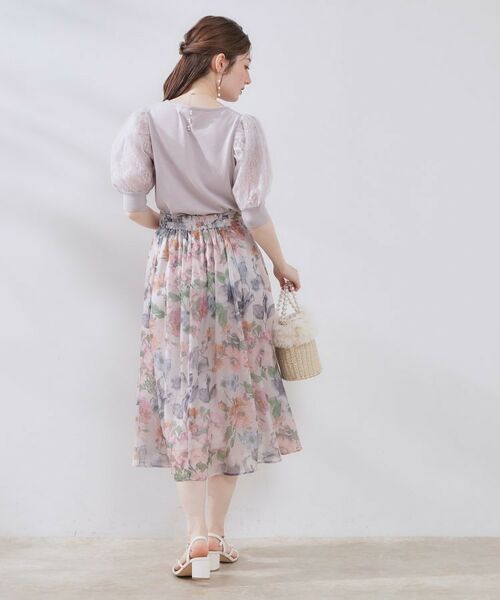 Couture Brooch / クチュールブローチ ニット・セーター | 【洗える・UV機能・通勤】オーガンレース袖ニット | 詳細15