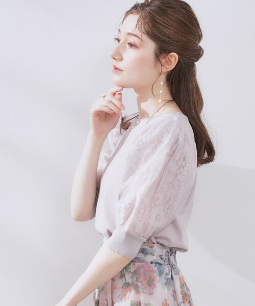 Couture Brooch / クチュールブローチ ニット・セーター | 【洗える・UV機能・通勤】オーガンレース袖ニット | 詳細17