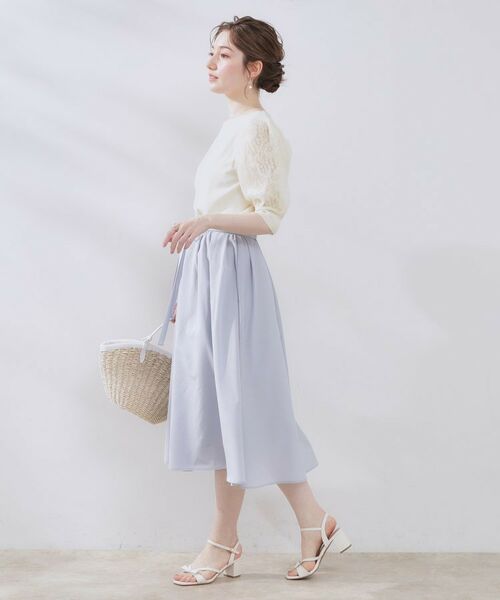 Couture Brooch / クチュールブローチ ニット・セーター | 【洗える・UV機能・通勤】オーガンレース袖ニット | 詳細2