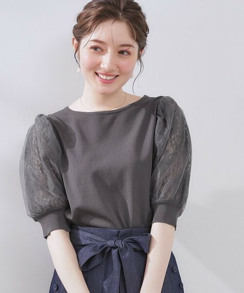 Couture Brooch / クチュールブローチ ニット・セーター | 【洗える・UV機能・通勤】オーガンレース袖ニット | 詳細26