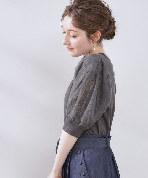 Couture Brooch / クチュールブローチ ニット・セーター | 【洗える・UV機能・通勤】オーガンレース袖ニット | 詳細27