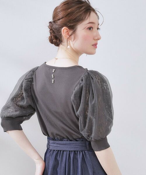 Couture Brooch / クチュールブローチ ニット・セーター | 【洗える・UV機能・通勤】オーガンレース袖ニット | 詳細28