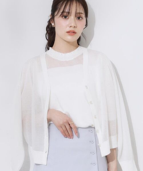 Couture Brooch / クチュールブローチ ニット・セーター | 【上品な透け感・通勤】シアーシャーリングニットトップス | 詳細10