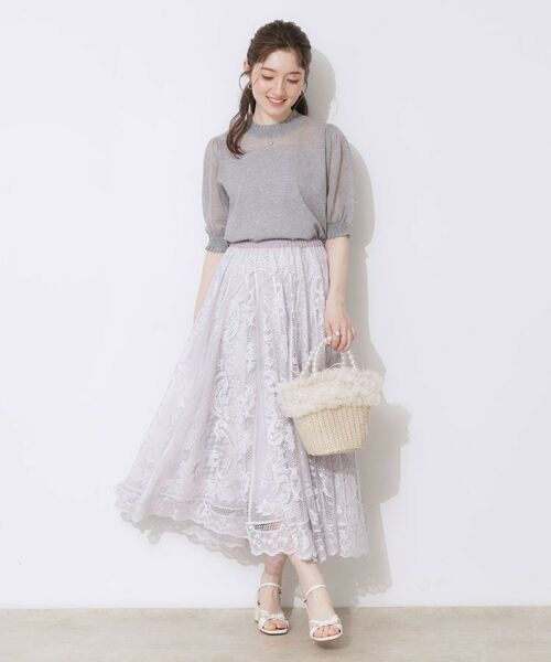 Couture Brooch / クチュールブローチ ニット・セーター | 【上品な透け感・通勤】シアーシャーリングニットトップス | 詳細15