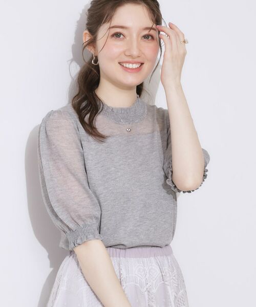 Couture Brooch / クチュールブローチ ニット・セーター | 【上品な透け感・通勤】シアーシャーリングニットトップス | 詳細18