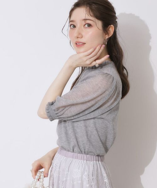 Couture Brooch / クチュールブローチ ニット・セーター | 【上品な透け感・通勤】シアーシャーリングニットトップス | 詳細19