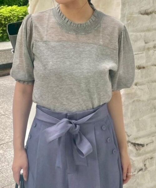 Couture Brooch / クチュールブローチ ニット・セーター | 【上品な透け感・通勤】シアーシャーリングニットトップス | 詳細24