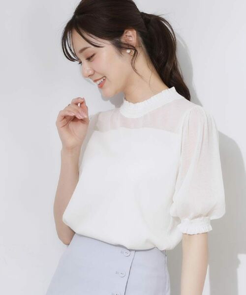 Couture Brooch / クチュールブローチ ニット・セーター | 【上品な透け感・通勤】シアーシャーリングニットトップス | 詳細8