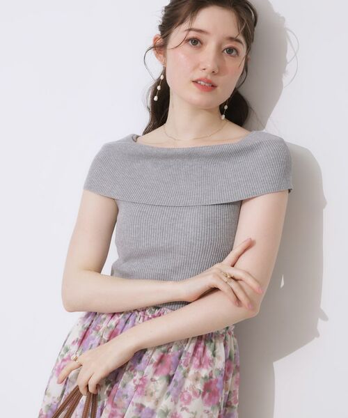Couture Brooch/クチュールブローチ リブオフショルニット ライトグレー(011) 38 Couture Brooch/クチュールブローチ リブオフショルニット ライトグレー(011) 38