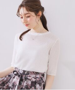 Couture Brooch / クチュールブローチ ニット・セーター | ラメリブ5分袖ニット